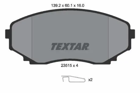 2351501 Комплект тормозных колодок, дисковый тормоз TEXTAR подбор по vin на Brocar