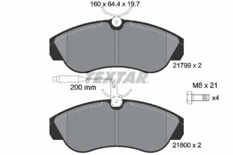 2179901 Гальмівні колодки, дискове гальмо (набір) TEXTAR підбір по vin на Brocar