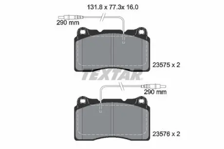 2357501 Комплект тормозных колодок, дисковый тормоз TEXTAR подбор по vin на Brocar