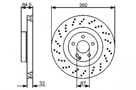 0986479412 Гальмівний диск MERCEDES W211/221 F Spoprt/AMG "05>> BOSCH підбір по vin на Brocar