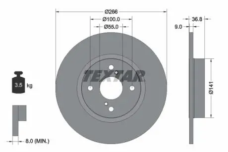 92169203 Тормозной диск TEXTAR подбор по vin на Brocar