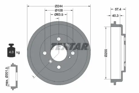 94031900 Гальмівний барабан TEXTAR підбір по vin на Brocar
