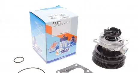 PA620 Помпа воды Fiat Doblo/Palio/Stilo/Bravo 1.6 16V 95-11 (R/B) (8 лоп.) (8 кан.) GRAF подбор по vin на Brocar