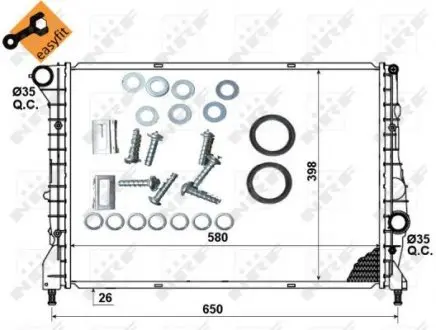53238 Радиатор охлаждения Alfa Romeo 147/GT 1.9D 01-10 NRF подбор по vin на Brocar