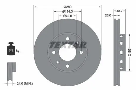 92131700 Гальмівний диск TEXTAR підбір по vin на Brocar