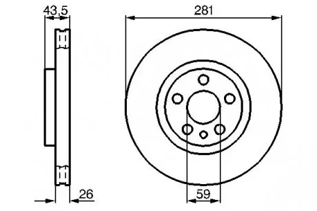 0986478812 Диск тормозной (передний) Citroen Jumpy/Fiat Scudo/Peugeot 806/Expert 95-06 (281x26) (вентилируемый) BOSCH підбір по vin на Brocar