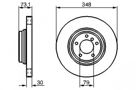 0986479265 Диск гальмівний (передній) BMW 3 (E90-E92)/ X1 (E84) 2.0-3.0 04-15 (348x30) (з покр.) (з вентильяцією) BOSCH підбір по vin на Brocar