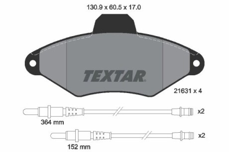 2163102 Комплект гальмівних колодок, дискове гальмо TEXTAR підбір по vin на Brocar