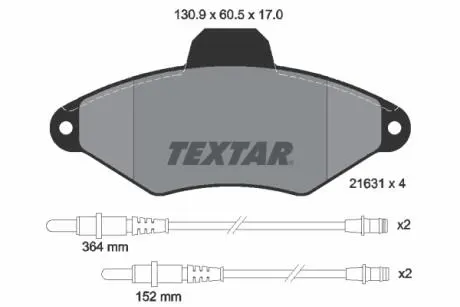 2163102 Комплект тормозных колодок, дисковый тормоз TEXTAR підбір по vin на Brocar