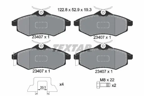 2340702 Гальмівні колодки, дискове гальмо (набір) TEXTAR підбір по vin на Brocar