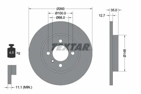 92026400 Тормозной диск TEXTAR подбор по vin на Brocar