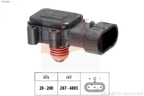 1993024 Датчик давления в впускн.коллекторе Astra G/Combo 1.7 DTI EPS подбор по vin на Brocar