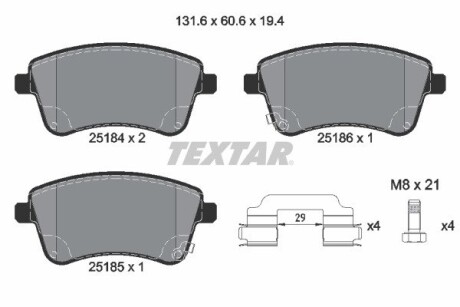 2518401 Гальмівні колодки, дискове гальмо (набір) TEXTAR підбір по vin на Brocar