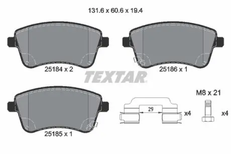 2518401 Тормозные колодки дисковые TEXTAR подбор по vin на Brocar