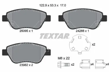 2509501 Комплект тормозных колодок, дисковый тормоз TEXTAR подбор по vin на Brocar