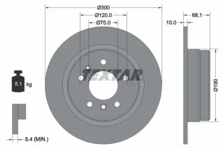 92042600 Гальмівний диск TEXTAR підбір по vin на Brocar