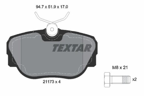 2117302 Тормозные колодки дисковые TEXTAR підбір по vin на Brocar