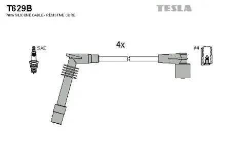 T629B Комплект кабелів запалювання TESLA підбір по vin на Brocar