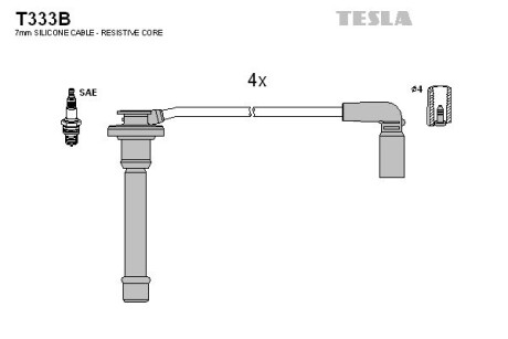 T333B Комплект кабелів запалювання TESLA підбір по vin на Brocar