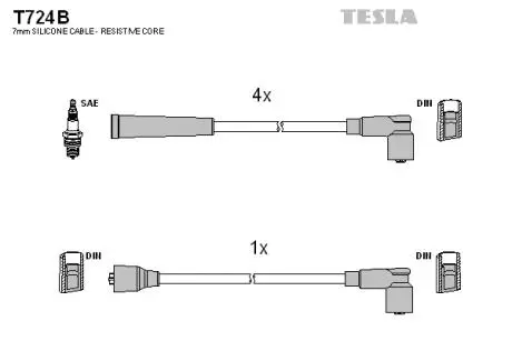 T724B Комплект кабелів запалювання TESLA підбір по vin на Brocar