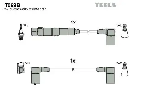 T069B Комплект кабелів високовольтних TESLA підбір по vin на Brocar