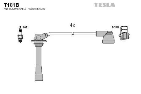 T181B Комплект кабелей зажигания TESLA подбор по vin на Brocar