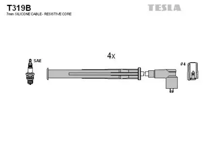 T319B Комплект кабелей зажигания TESLA подбор по vin на Brocar