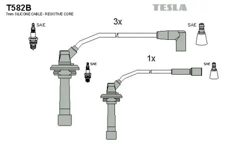T582B Комплект кабелів запалювання TESLA підбір по vin на Brocar