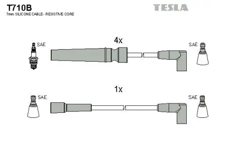 T710B Комплект кабелей зажигания TESLA подбор по vin на Brocar