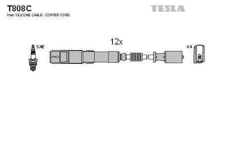 T808C Комплект кабелей зажигания TESLA подбор по vin на Brocar