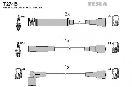 T274B Комплект кабелей зажигания TESLA підбір по vin на Brocar
