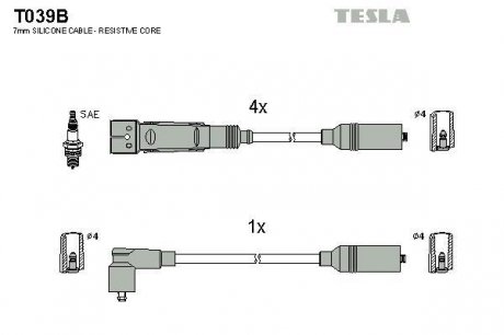 T039B Комплект кабелей зажигания TESLA подбор по vin на Brocar