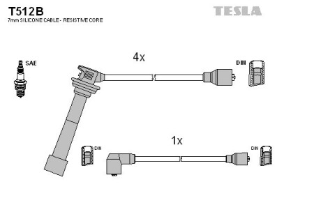 T512B Комплект кабелів запалювання TESLA підбір по vin на Brocar