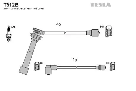 T512B Комплект кабелів запалювання TESLA підбір по vin на Brocar