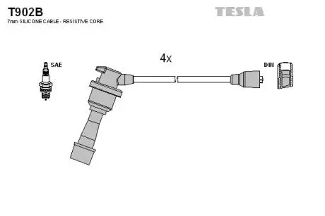 T902B Комплект кабелів запалювання TESLA підбір по vin на Brocar