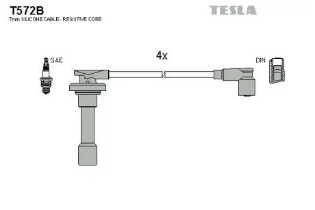 T572B Комплект кабелів запалювання TESLA підбір по vin на Brocar