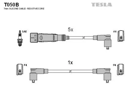 T050B Комплект кабелів запалювання TESLA підбір по vin на Brocar