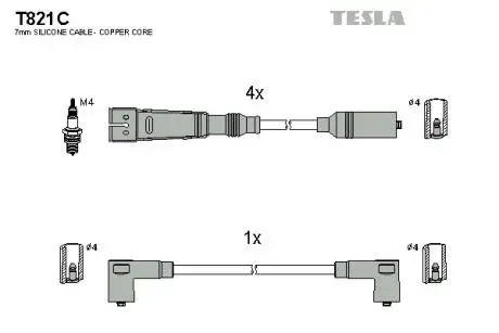 T821C Комплект кабелей зажигания TESLA підбір по vin на Brocar