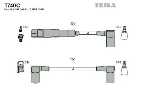 T740C Комплект кабелів запалювання TESLA підбір по vin на Brocar