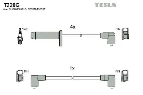 T228G Комплект кабелів запалювання TESLA підбір по vin на Brocar