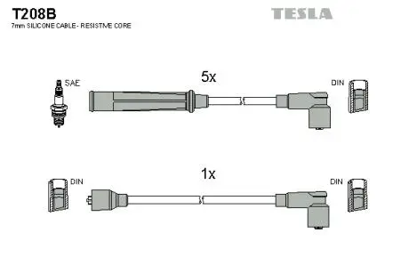 T208B Комплект кабелів запалювання TESLA підбір по vin на Brocar