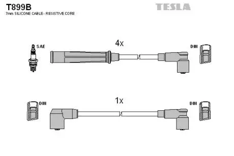 T899B Комплект кабелів запалювання TESLA підбір по vin на Brocar