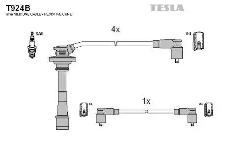 T924B Комплект кабелів запалювання TESLA підбір по vin на Brocar