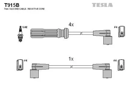 T915B Комплект кабелів запалювання TESLA підбір по vin на Brocar