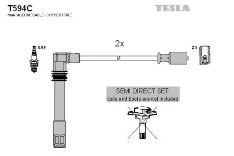 T594C Комплект кабелів високовольтних TESLA підбір по vin на Brocar