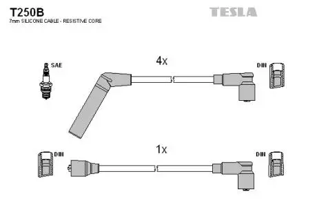 T250B Комплект кабелів запалювання TESLA підбір по vin на Brocar