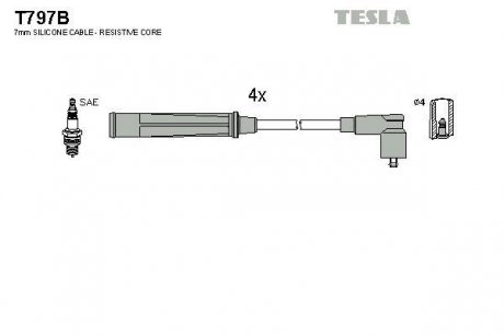 T797B Комплект кабелів запалювання TESLA підбір по vin на Brocar
