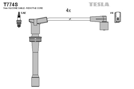 T774S Комплект кабелів запалювання TESLA підбір по vin на Brocar