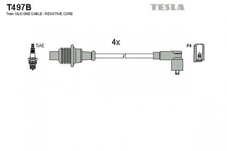 T497B Комплект кабелей зажигания TESLA подбор по vin на Brocar