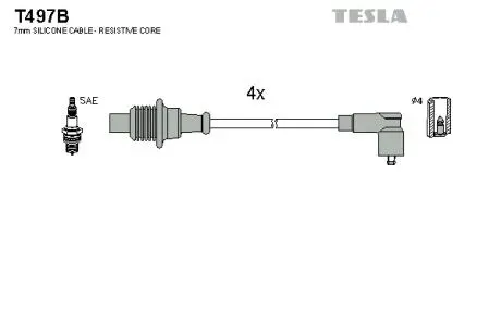 T497B Комплект кабелів запалювання TESLA підбір по vin на Brocar